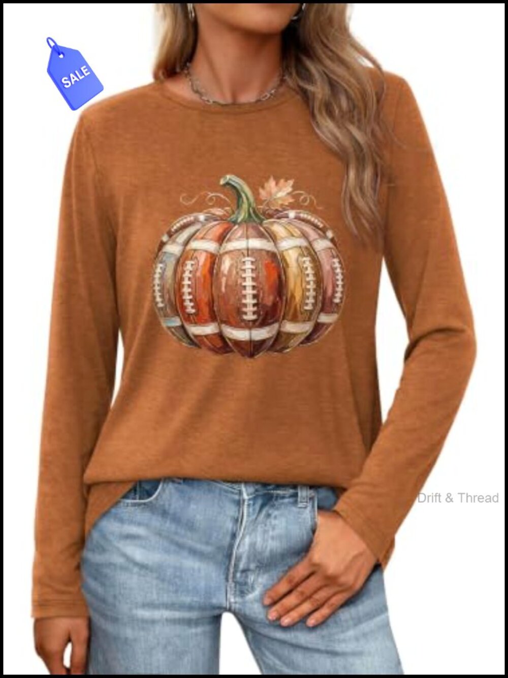 Women's Long Sleeve Halloween Graphic T-Shirt Crewneck Casual Fall Top
